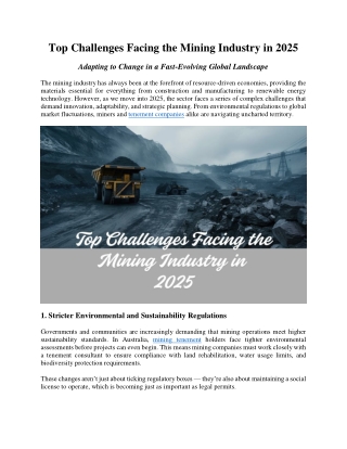 Top Challenges Facing the Mining Industry in 2025