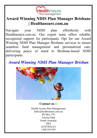 Award Winning NDIS Plan Manager Brisbane | Healthassure.com.au