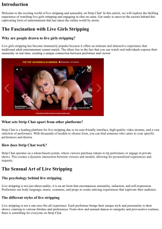 Strip Chat Uncovered: Delve into the World of Live Stripping and Sensuality