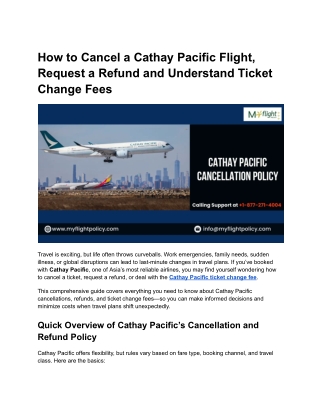 How to Cancel a Cathay Pacific Flight  Get Refunds Avoid Fees