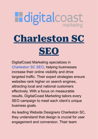 Charleston SC SEO: Boost Your Local Online Visibility and Traffic