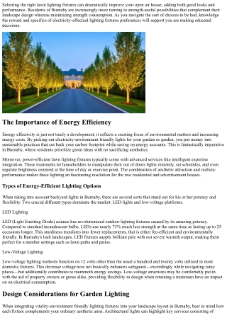 Choosing Energy Efficient Options in your Garden Lights in Burnaby.
