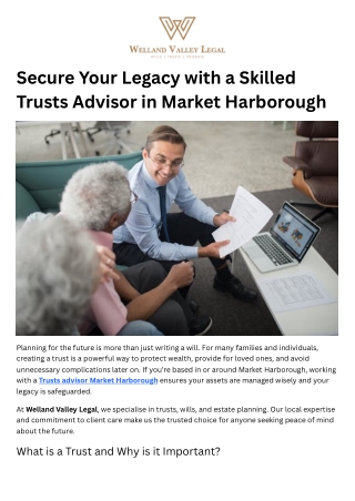 Secure Your Legacy with a Skilled Trusts Advisor in Market Harborough
