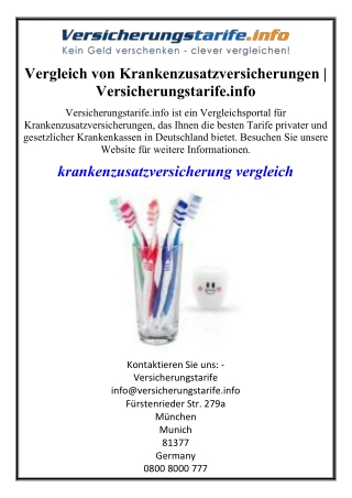 Vergleich von Krankenzusatzversicherungen | Versicherungstarife.info