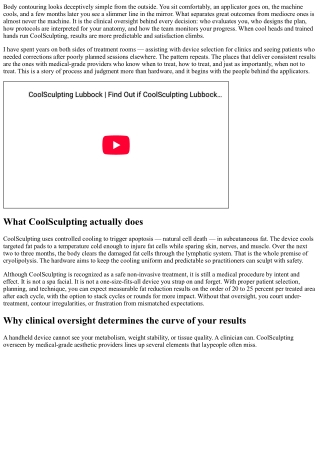 Clinical Oversight: The Role of Medical-Grade Providers in CoolSculpting Outcome