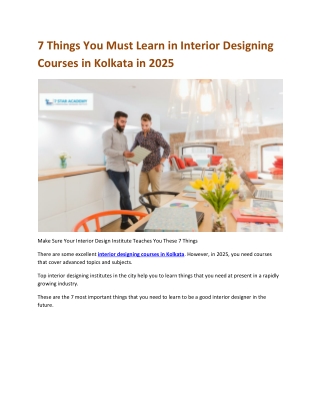 7 Things You Must Learn in Interior Designing Courses in Kolkata in 2025
