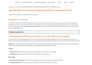 Cập nhật 2025: So sánh các phương pháp đo SPF theo chuẩn quốc tế ISO