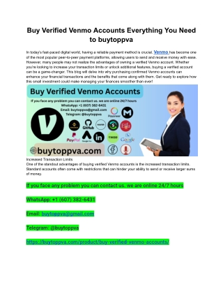 Buy Verified Venmo Accounts Everything You Need to buytoppva