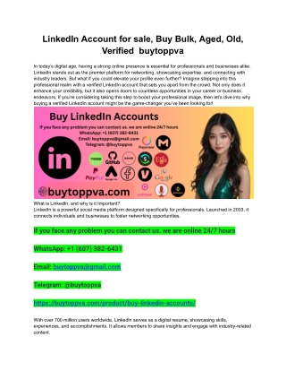 LinkedIn Account for sale, Buy Bulk, Aged, Old, Verified  buytoppva