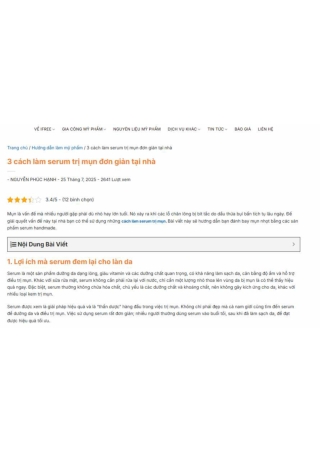 3 cách làm serum trị mụn đơn giản tại nhà