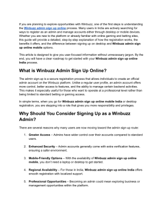 How Can You Complete Winbuzz Admin Sign Up Online Easily