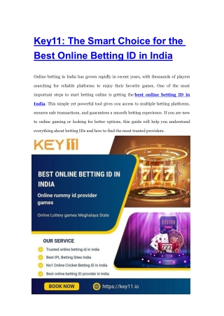 Key11: The Smart Choice for the Best Online Betting ID in India