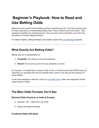 Betting Odds Explained for New Bettors