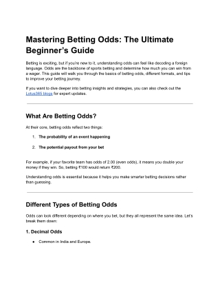 Beginner’s Playbook: Reading Betting Odds