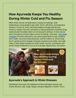 Ayurvedic Home Remedies for Winter Cold, Cough and Flu Care