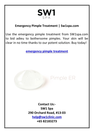 Emergency Pimple Treatment | Sw1spa.com