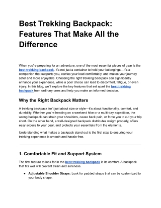 Best Trekking Backpack: Features That Make All the Difference