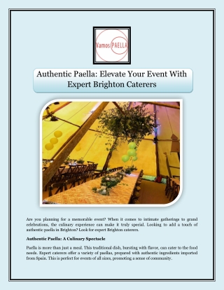 Authentic Paella  Elevate Your Event With Expert Brighton Caterers