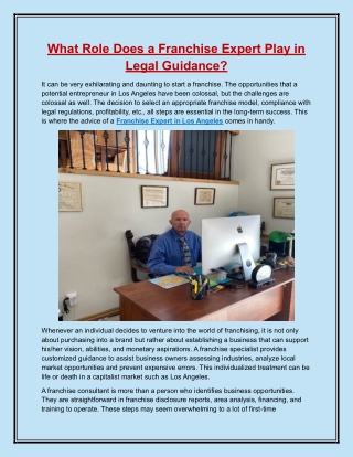 What Role Does a Franchise Expert Play in Legal Guidance?