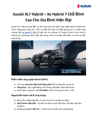 Suzuki XL7 Hybrid – Xe Hybrid 7 Chỗ Đỉnh Cao Cho Gia Đình Hiện Đại