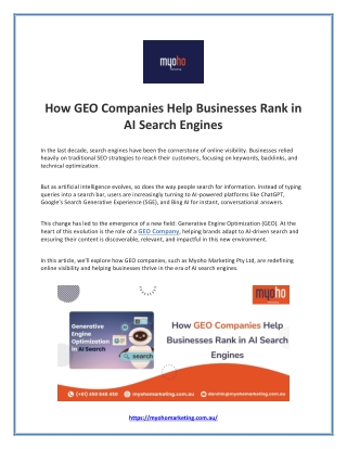 How GEO Companies Help Businesses Rank in AI Search Engines