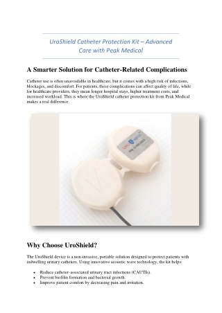 UroShield Catheter Protection Kit – Advanced Care with Peak Medical