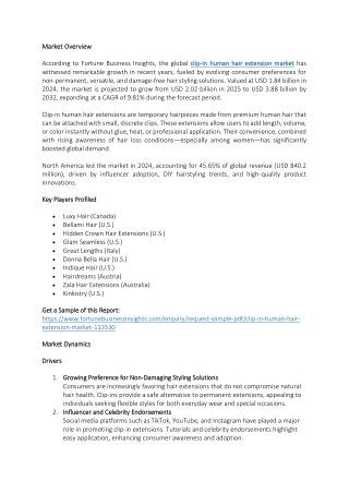 Clip-in Human Hair Extension Market Size, Share, Innovation Trends, 2032