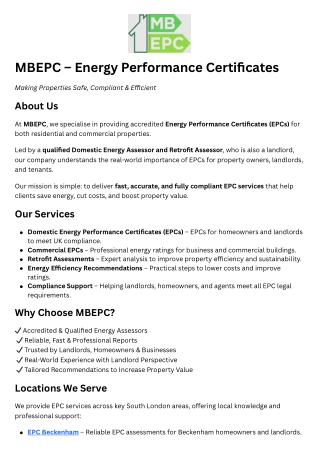 MBEPC – Energy Performance Certificates