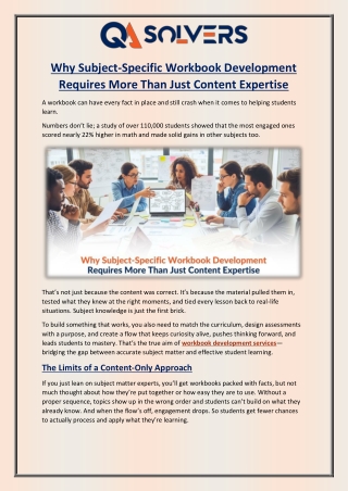 Why Subject-Specific Workbook Development Requires More Than Just Content Expertise