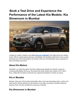 Book a Test Drive and Experience the Performance of the Latest Kia Models_ Kia Showroom in Mumbai