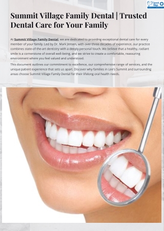 Summit Village Family Dental  Trusted Dental Care for Your Family