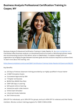 Business Analysis Professional Certification Training in Cedar Rapids, IA