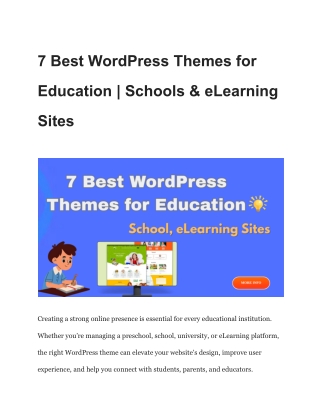 7 Best WordPress Themes for Education | School, eLearning Sites