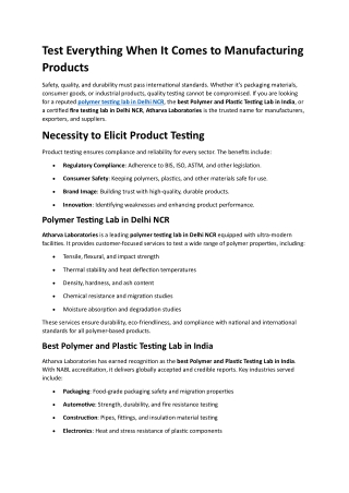 Test Everything When It Comes to Manufacturing Products