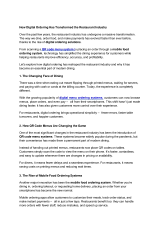 How Digital Ordering Has Transformed the Restaurant Industry