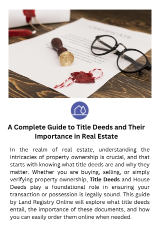 A Complete Guide to Title Deeds and Their Importance in Real Estate
