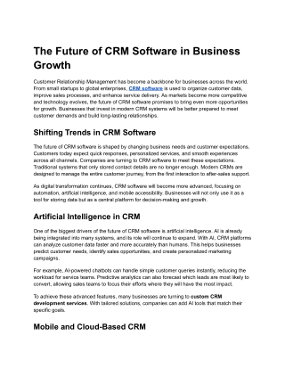 The Future of CRM Software in Business Growth