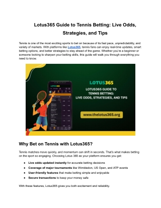 Lotus365 Guide to Tennis Betting_ Live Odds, Strategies, and Tips
