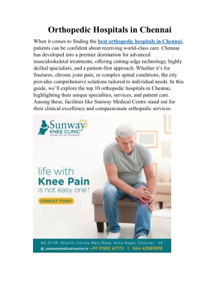 Orthopedic Hospitals in Chennai