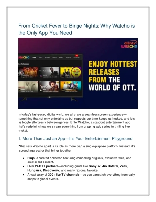 From Cricket Fever to Binge Nights- Why Watcho is the Only App You Need (2)