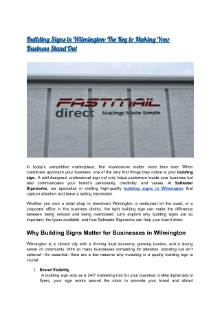 Building Signs in Wilmington: The Key to Making Your Business Stand Out