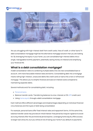Best Mortgage Online Consolidation Alternatives: Debt Consolidation Mortgage