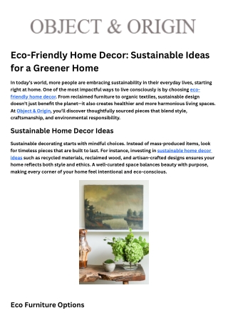 Sustainable Home Decor Ideas