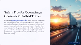 Safety Tips for Operating a Gooseneck Flatbed Trailer