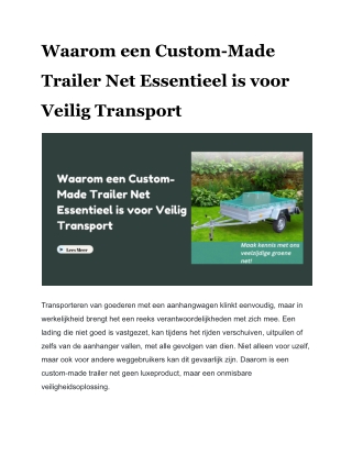 Waarom een Custom-Made Trailer Net Essentieel is voor Veilig Transport