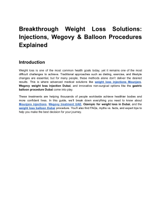 Breakthrough Weight Loss Solutions_ Injections, Wegovy & Balloon Procedures Explained
