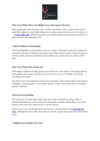 Why Czech White Wine is the Hidden Gem of European Vineyards