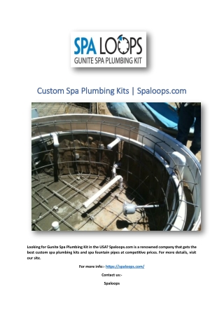 Custom Spa Plumbing Kits | Spaloops.com