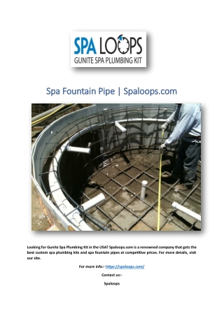 Spa Fountain Pipe | Spaloops.com