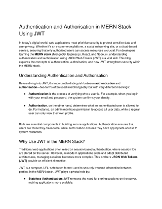 Authentication and Authorisation in MERN Stack Using JWT